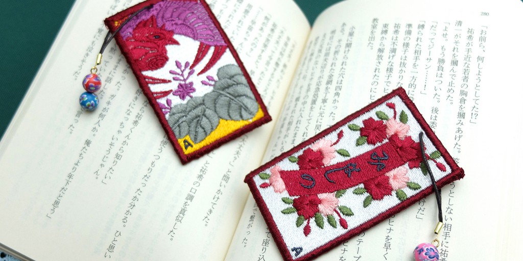 花札の刺繍しおり 刺繍グッズ Color Stitch