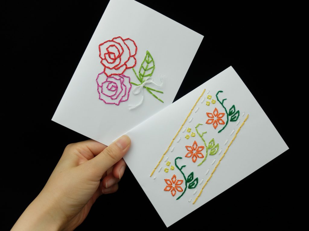 紙刺繍　ガーデンペーパー刺繍　メッセージカード