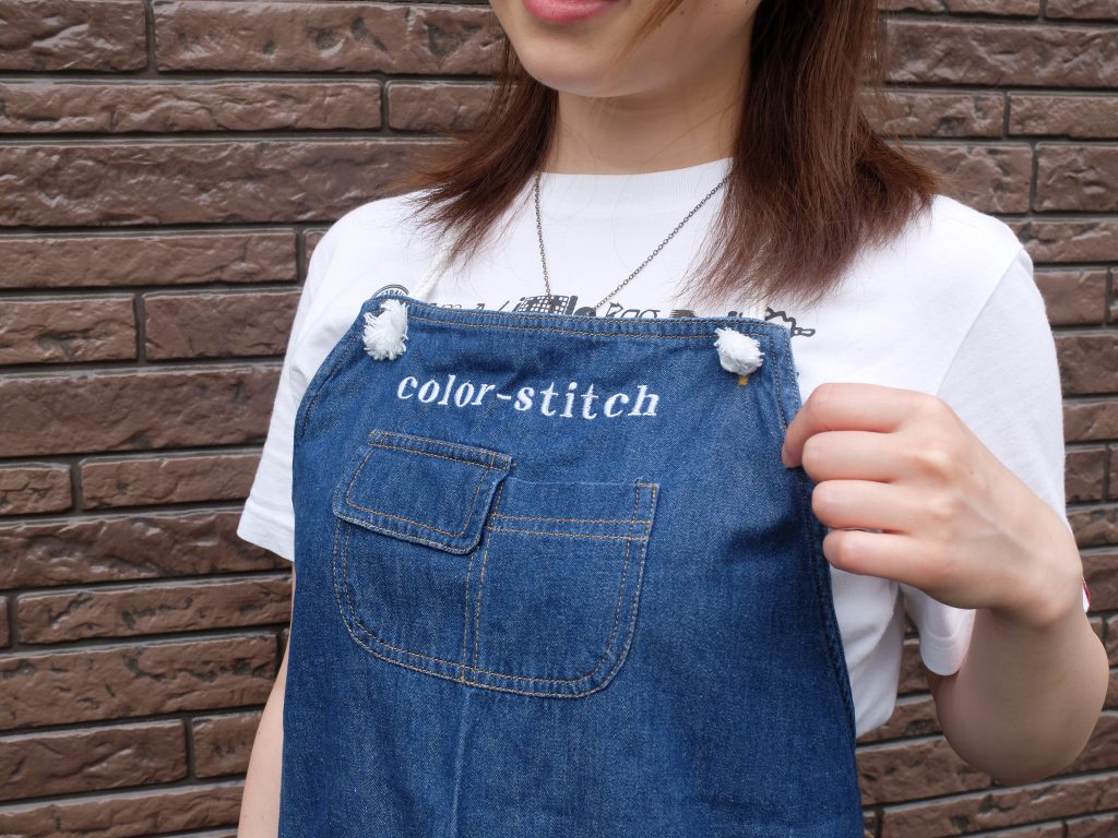 ロゴ刺繍　エプロン　札幌　刺繍屋さん　color-stitch