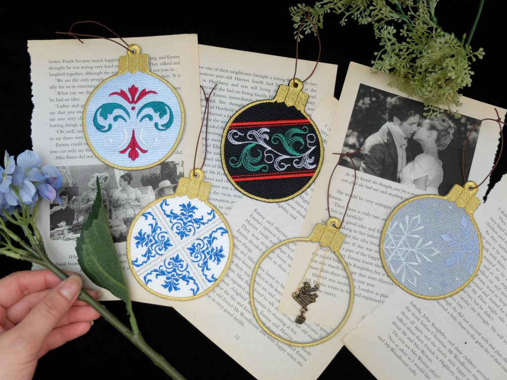 刺繍オーナメント　クリスマス刺繍　クーゲル　ミシン刺繍