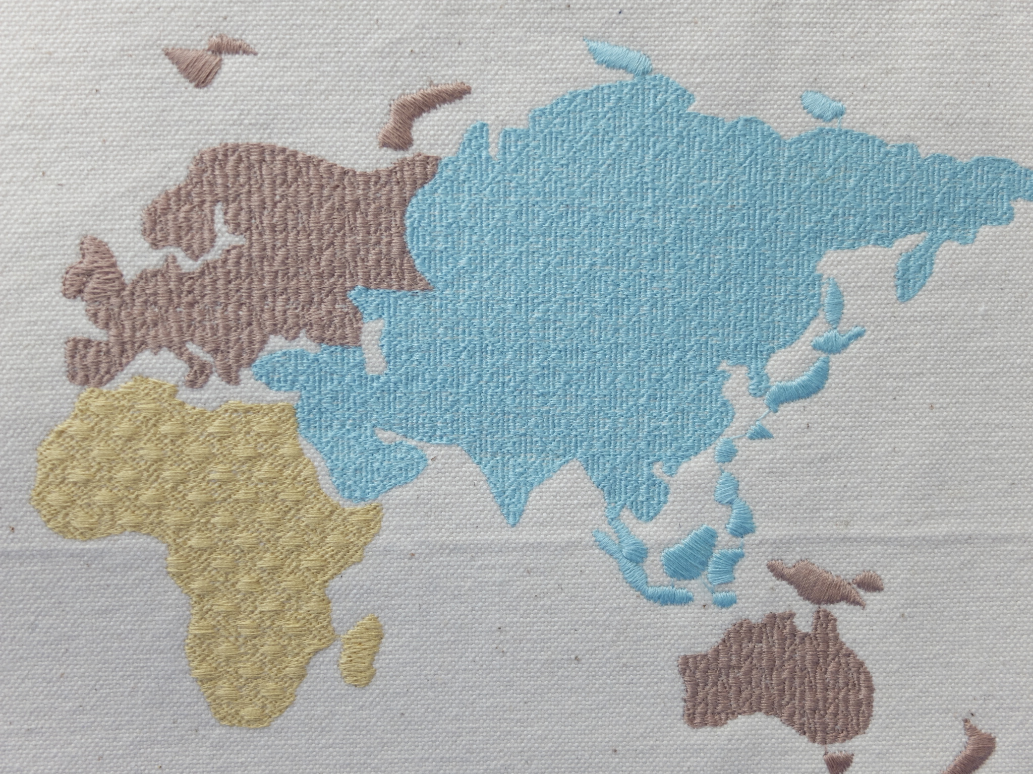 刺繍　世界地図　刺繍インテリア