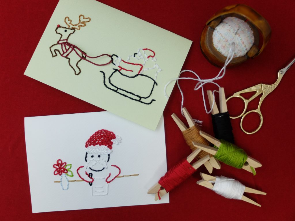 紙刺繍　クリスマス　サンタ　トナカイ　メッセージカード