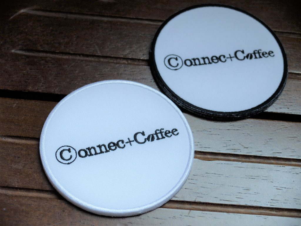 コースター　ロゴ刺繍　コネクトコーヒー　福岡カフェ