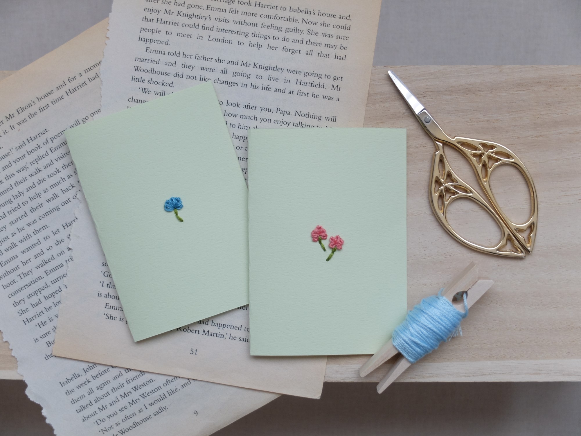 小さいお花の紙刺繍 メッセージカード Color Stitch