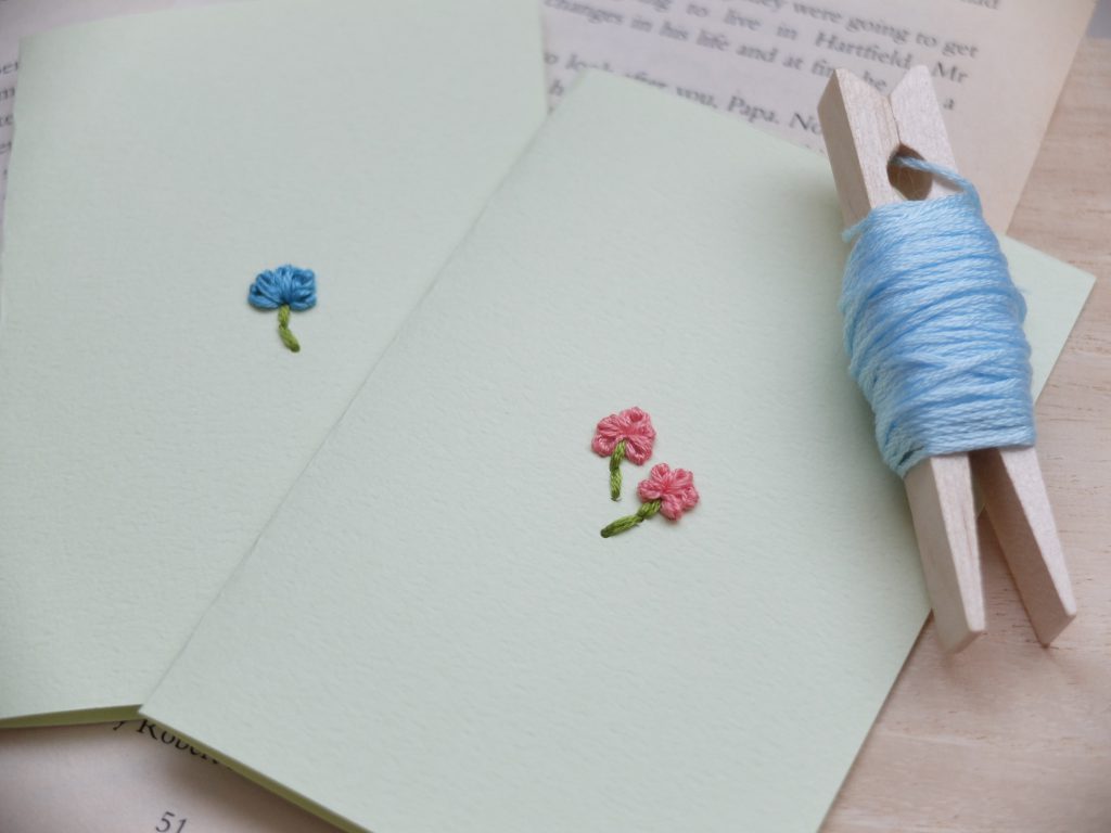紙刺繍　花刺繍　メッセージカード