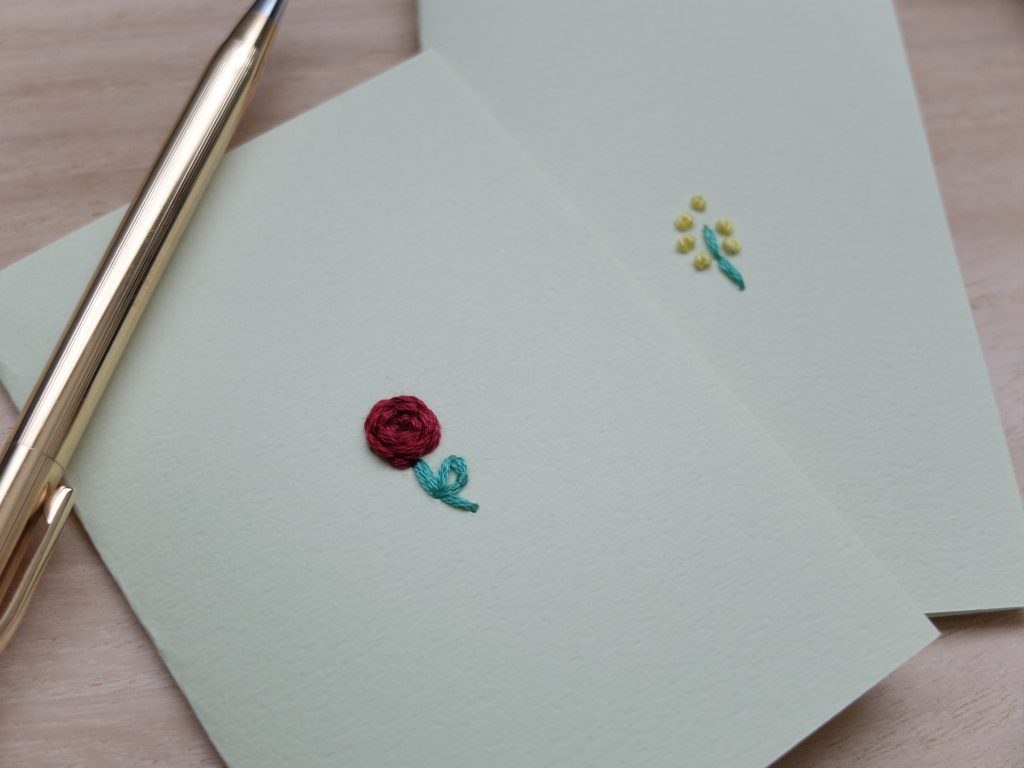 紙刺繍　花刺繍　メッセージカード